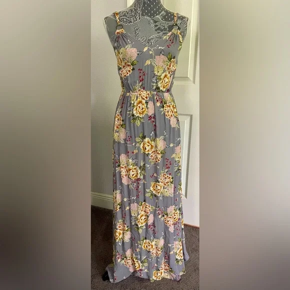 bow strap maxi dress Navy Bows Strap Maxi Dress at Women's Clothing Store Colada Co. Medium / Navy